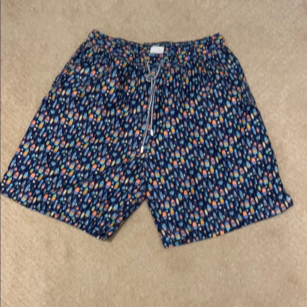 Men’s fishing lure pattern swim trunks